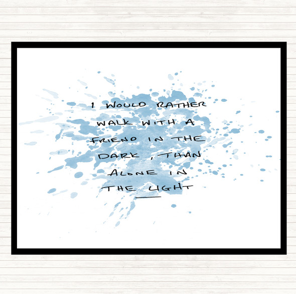 Blue White Walk With Friend Inspirational Quote Placemat