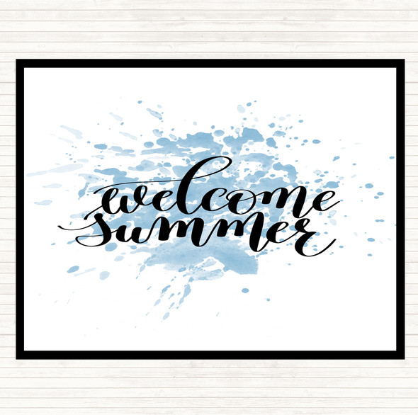 Blue White Welcome Summer Inspirational Quote Placemat