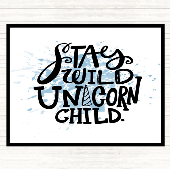 Blue White Wild Unicorn Child Inspirational Quote Placemat