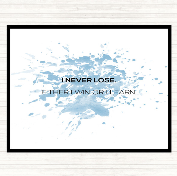 Blue White Win Or Learn Inspirational Quote Placemat