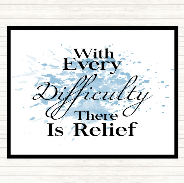 Blue White With Every Difficulty Inspirational Quote Placemat