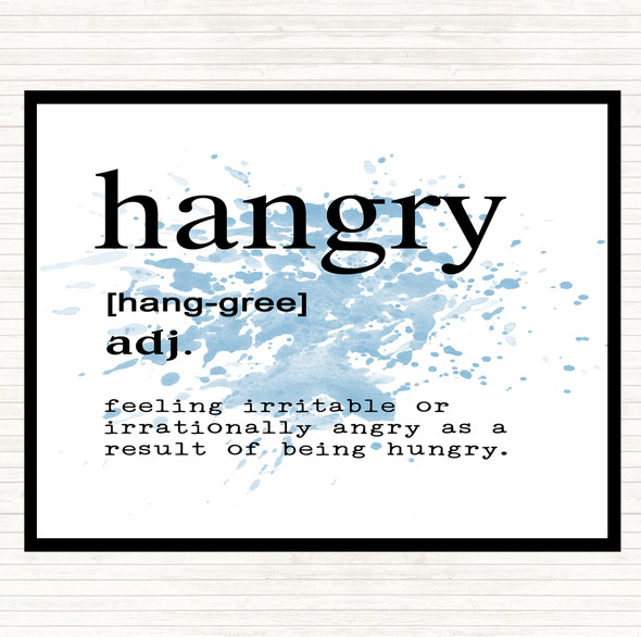 Blue White Word Definition Hangry Inspirational Quote Placemat