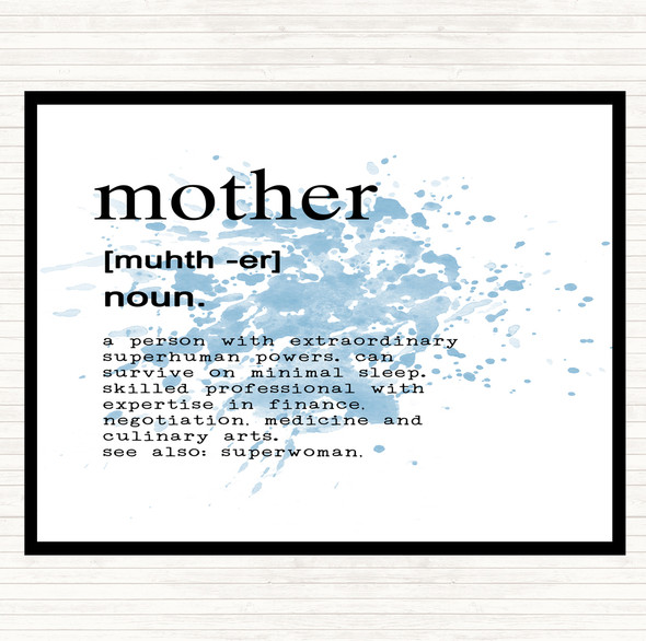 Blue White Word Definition Mother Inspirational Quote Placemat
