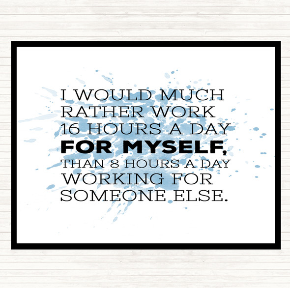 Blue White Work For Myself Inspirational Quote Placemat