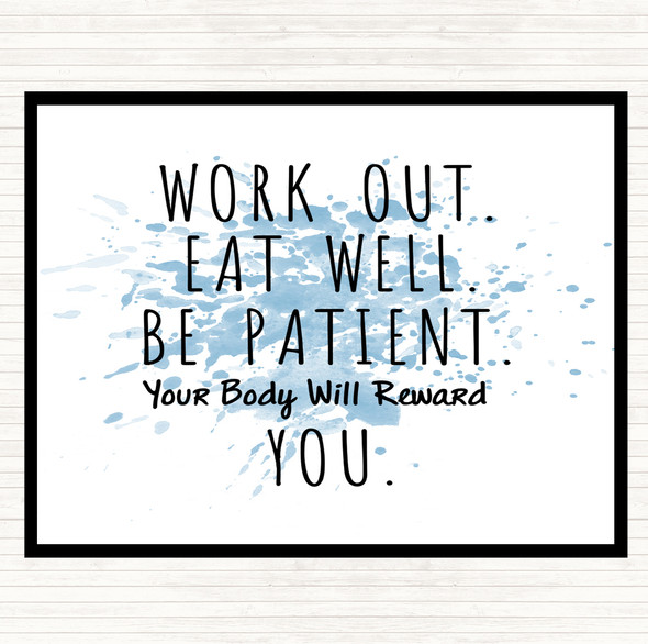 Blue White Work Out Inspirational Quote Placemat