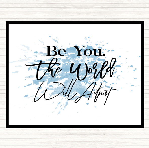 Blue White World Will Adjust Inspirational Quote Placemat