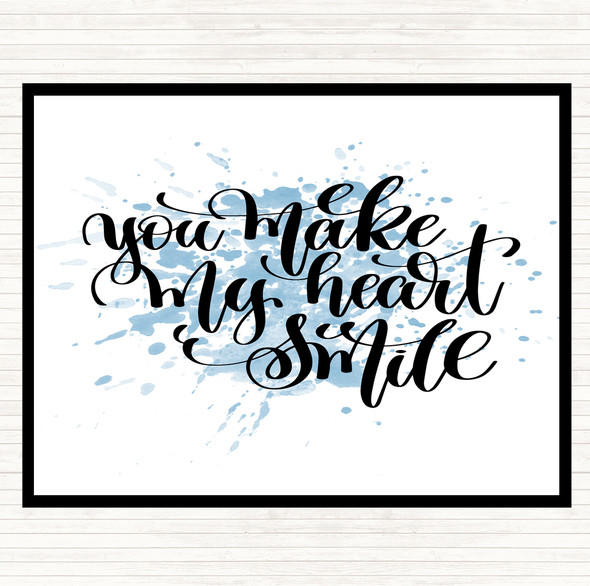 Blue White You Make My Heart Smile Inspirational Quote Placemat