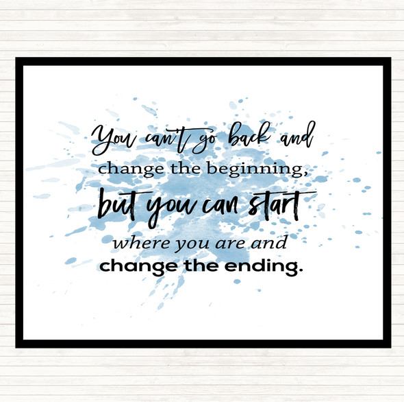 Blue White Change The Ending Inspirational Quote Placemat