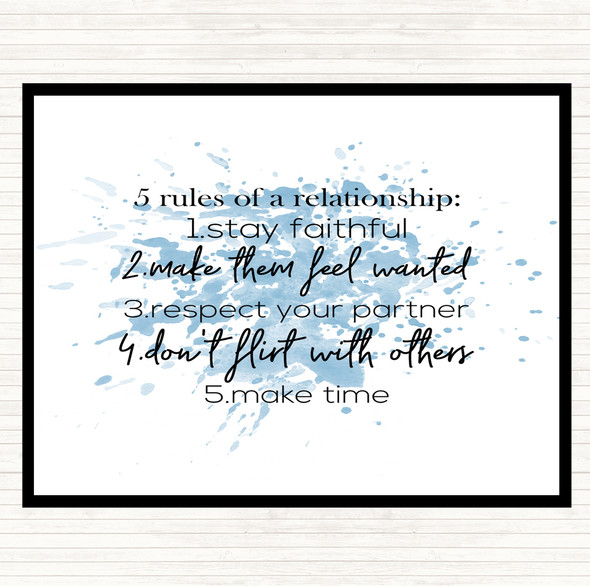 Blue White 5 Rules Inspirational Quote Placemat