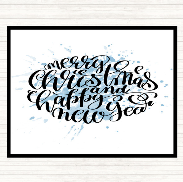 Blue White Christmas Merry Xmas Happy New Year Quote Placemat