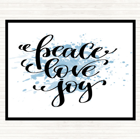 Blue White Christmas Peace Love Joy Inspirational Quote Placemat