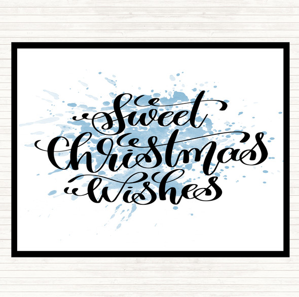 Blue White Christmas Sweet Xmas Wishes Inspirational Quote Placemat