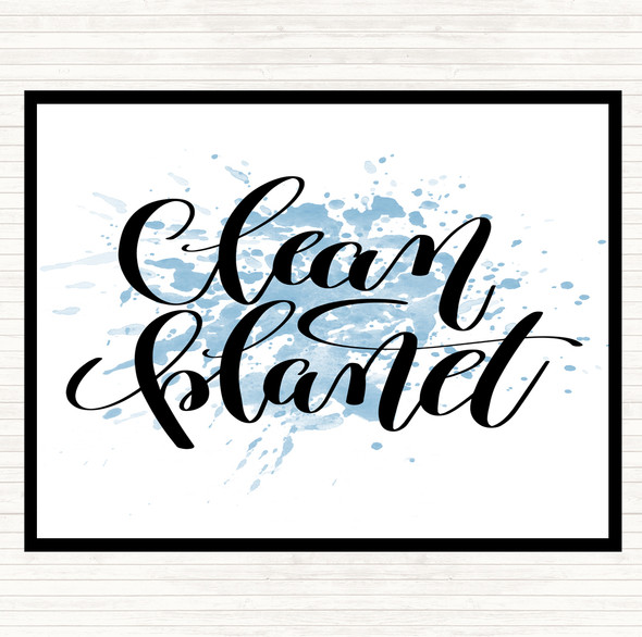Blue White Clean Planet Inspirational Quote Placemat