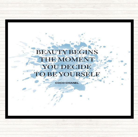 Blue White Coco Chanel Be Yourself Inspirational Quote Placemat
