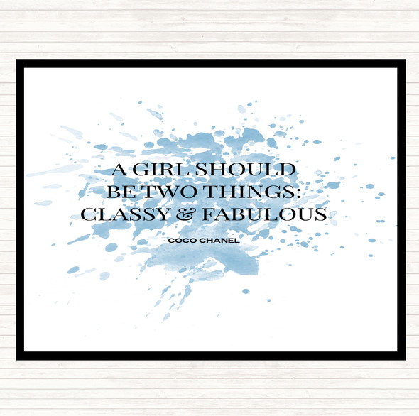 Blue White Coco Chanel Classy & Fabulous Inspirational Quote Placemat