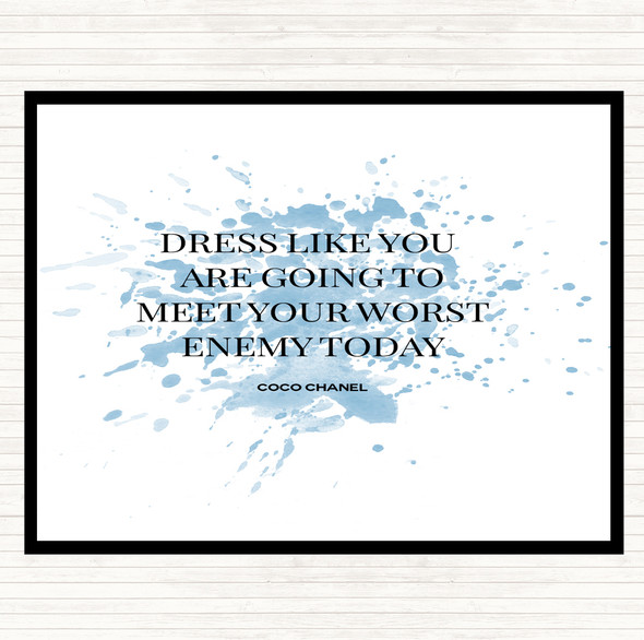 Blue White Coco Chanel Worst Enemy Inspirational Quote Placemat