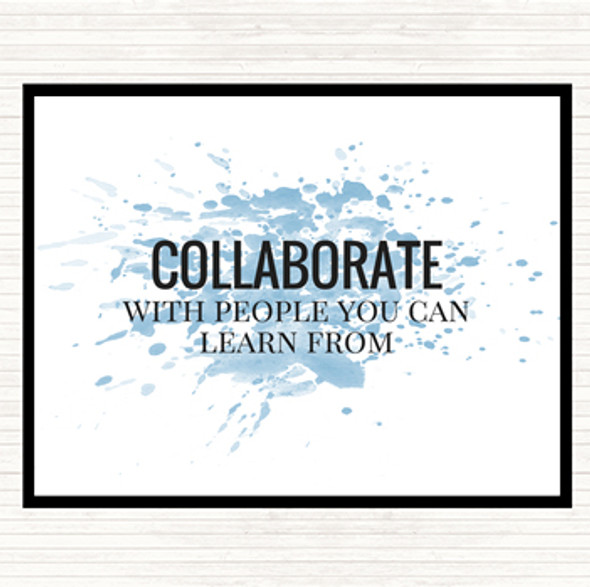 Blue White Collaborate Inspirational Quote Placemat