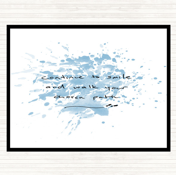 Blue White Continue To Smile Inspirational Quote Placemat