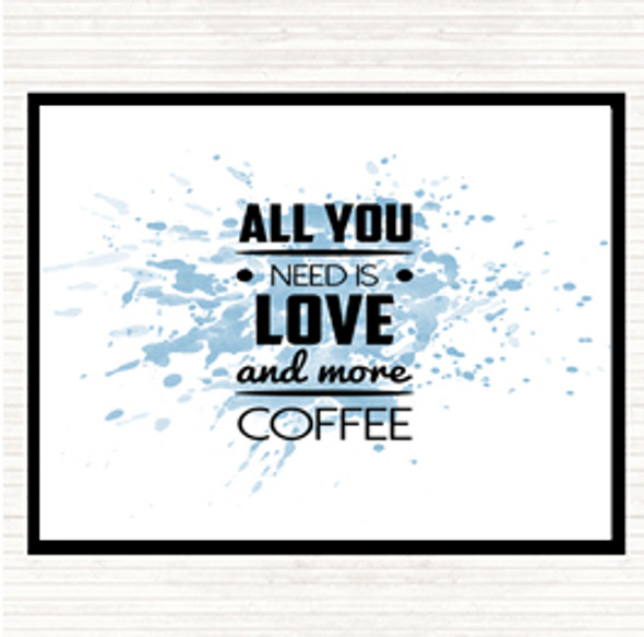 Blue White All You Need Is Love And More Coffee Quote Placemat