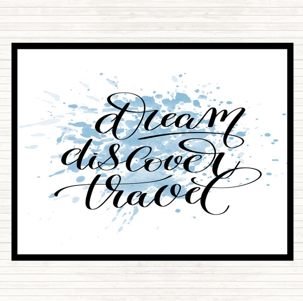 Blue White Discover Travel Inspirational Quote Placemat