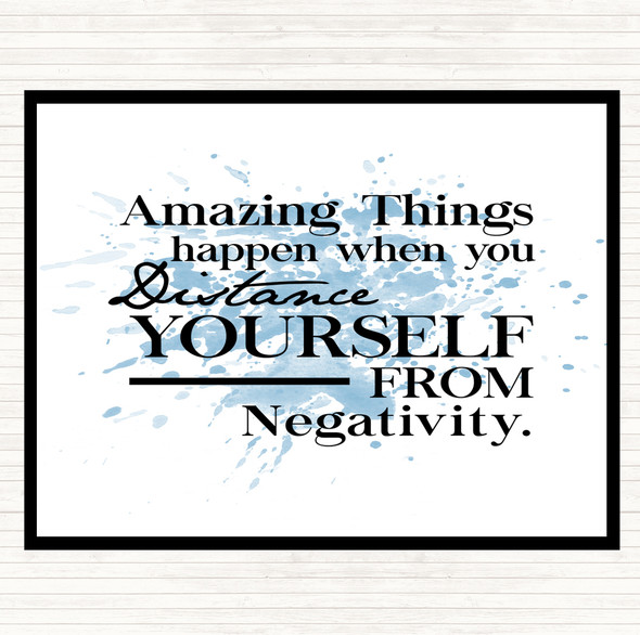 Blue White Distance Yourself From Negativity Quote Placemat
