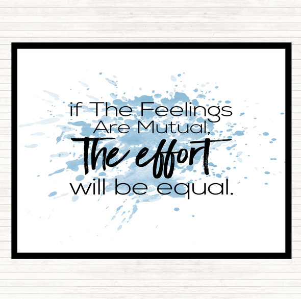 Blue White Equal Effort Inspirational Quote Placemat