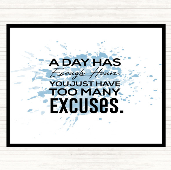 Blue White Excuses Inspirational Quote Placemat