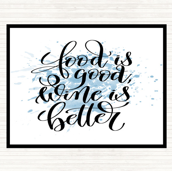 Blue White Food Good Wine Better Inspirational Quote Placemat
