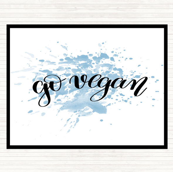 Blue White Go Vegan Inspirational Quote Placemat