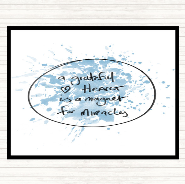 Blue White Grateful Heart Inspirational Quote Placemat