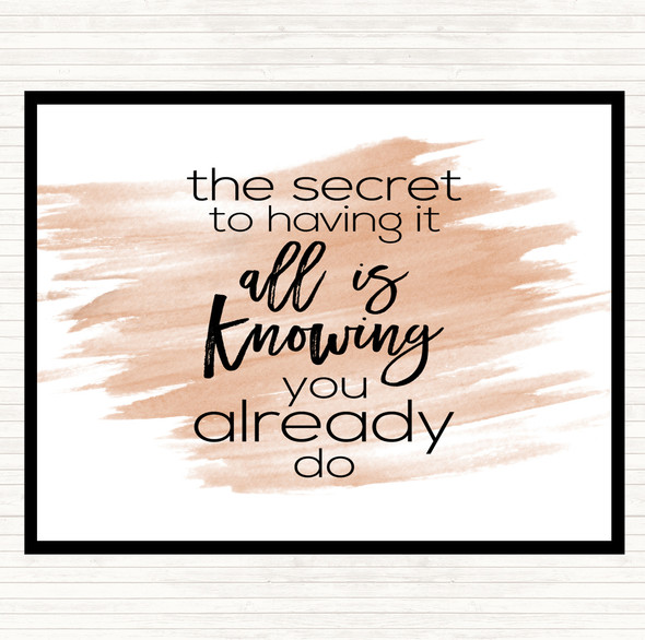 Watercolour Having It All Quote Placemat