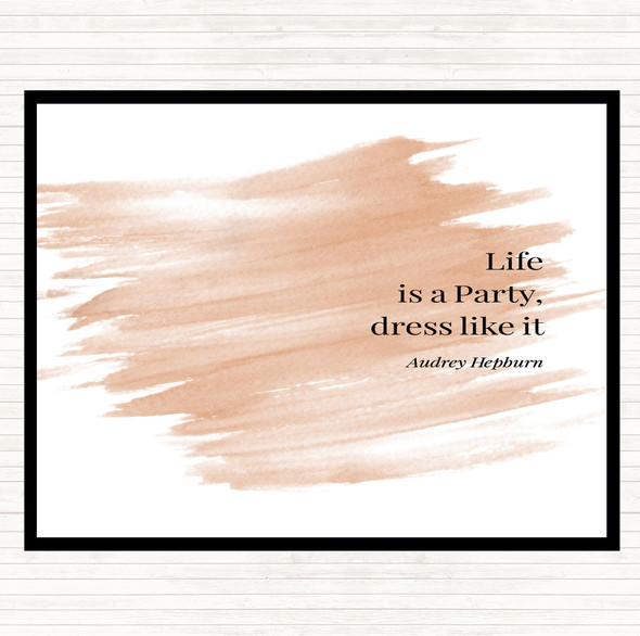 Watercolour Audrey Hepburn Life Is A Party Quote Placemat