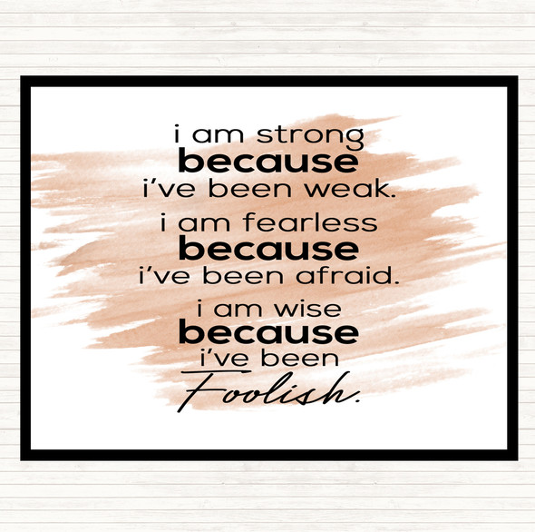 Watercolour I Am Strong Quote Placemat