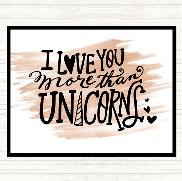 Watercolour I Love You Unicorn Quote Placemat