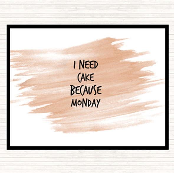Watercolour I Need Cake Quote Placemat