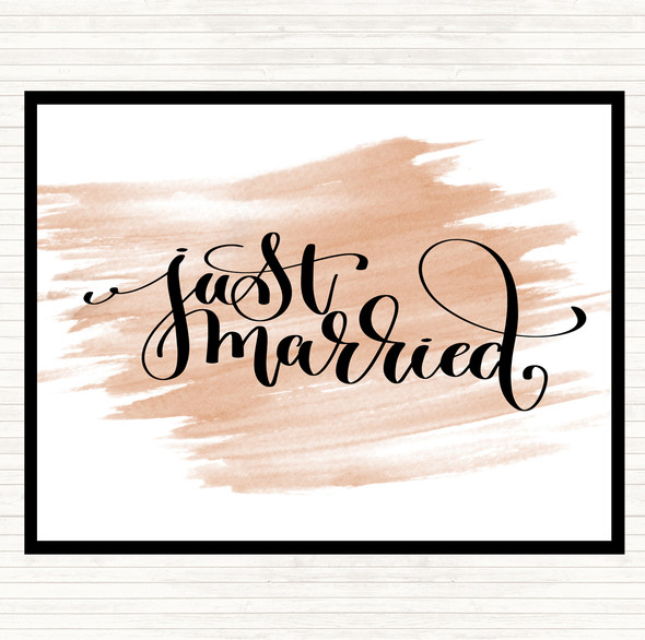 Watercolour Just Married Swirl Quote Placemat