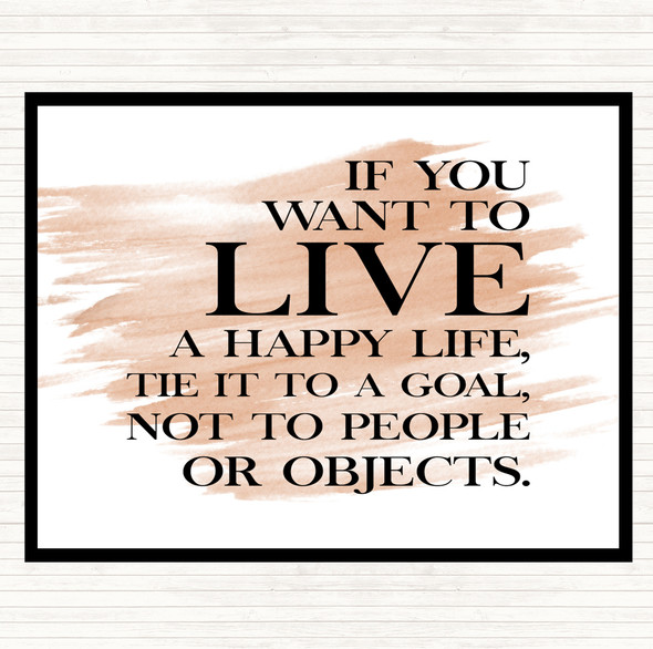 Watercolour Live A Happy Life Quote Placemat