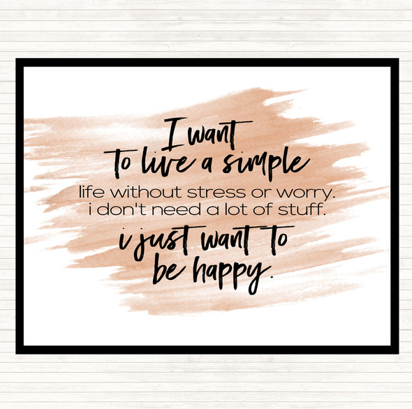 Watercolour Live A Simple Life Quote Placemat