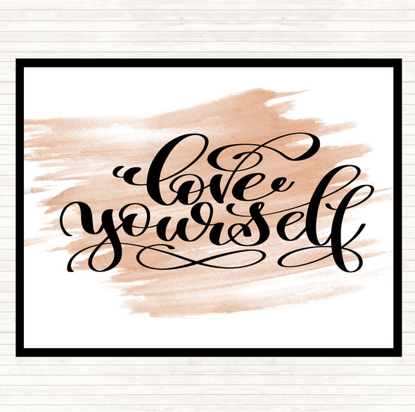 Watercolour Love Yourself Swirl Quote Placemat