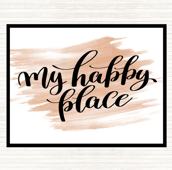 Watercolour My Happy Place Quote Placemat