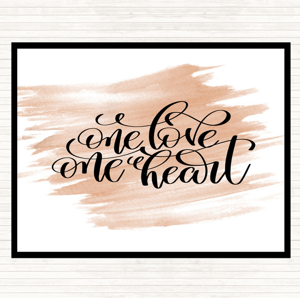 Watercolour One Love One Heart Quote Placemat