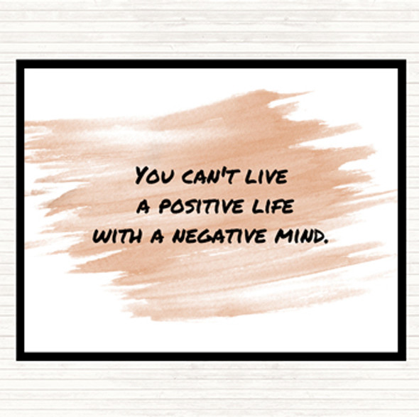 Watercolour Positive Life Negative Mind Quote Placemat
