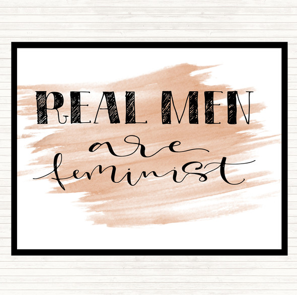 Watercolour Real Men Feminist Quote Placemat