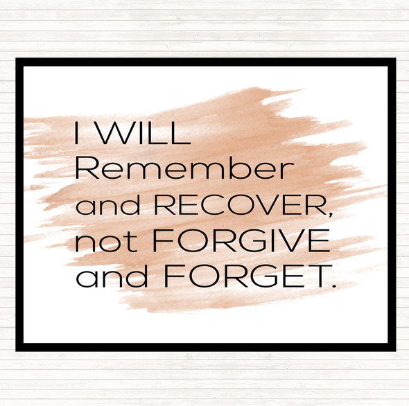Watercolour Remember And Recover Quote Placemat