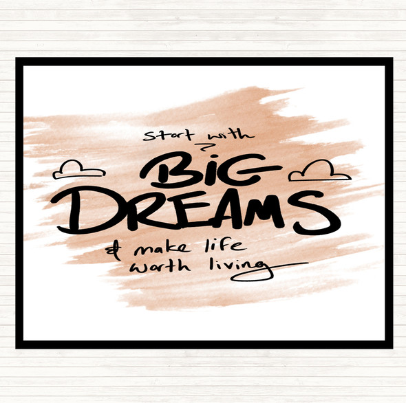Watercolour Start With Big Dreams Quote Placemat