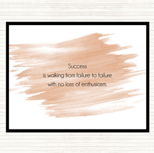 Watercolour Success Is Walking From Failure Quote Placemat
