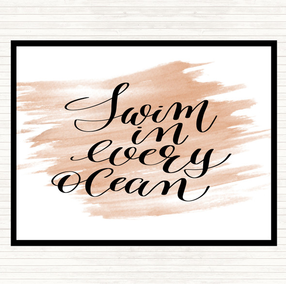 Watercolour Swim Every Ocean Quote Placemat