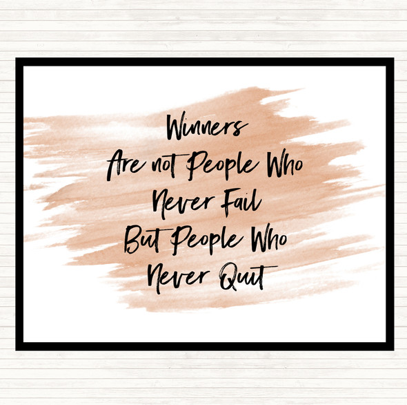 Watercolour Winners Never Quit Quote Placemat