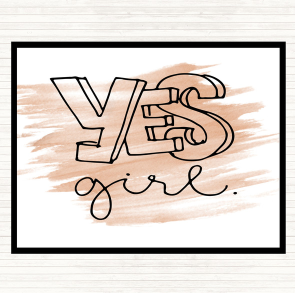 Watercolour Yes Girl Quote Placemat