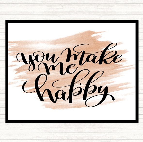 Watercolour You Make Me Happy Quote Placemat